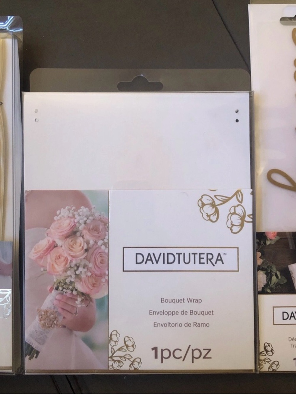 New David Tutera Wedding Dress Belt Gold Bling Rhinestones Bouquet Wrap Transfer